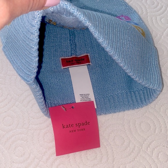 kate spade ♠️ ‘WEEKEND’ Wool Blend Beanie Hat in Light Blue. main image 5